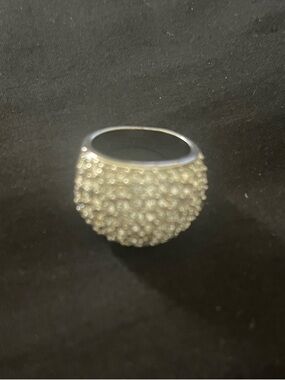 Silver Crystal Pavé Dome Ring - Women's Statement Ring Size 8